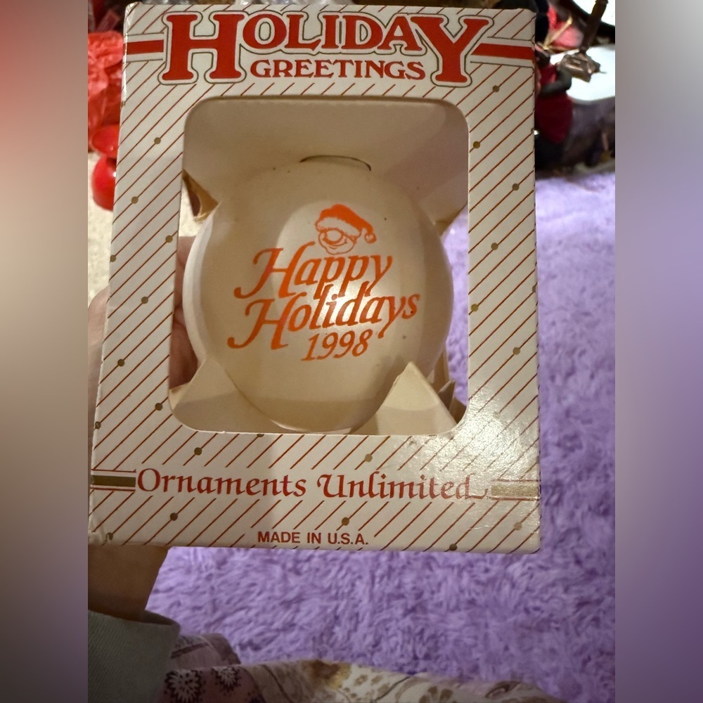 Vintage 1998 Home Depot Holiday Greetings Ornament - White Orange Made in USA